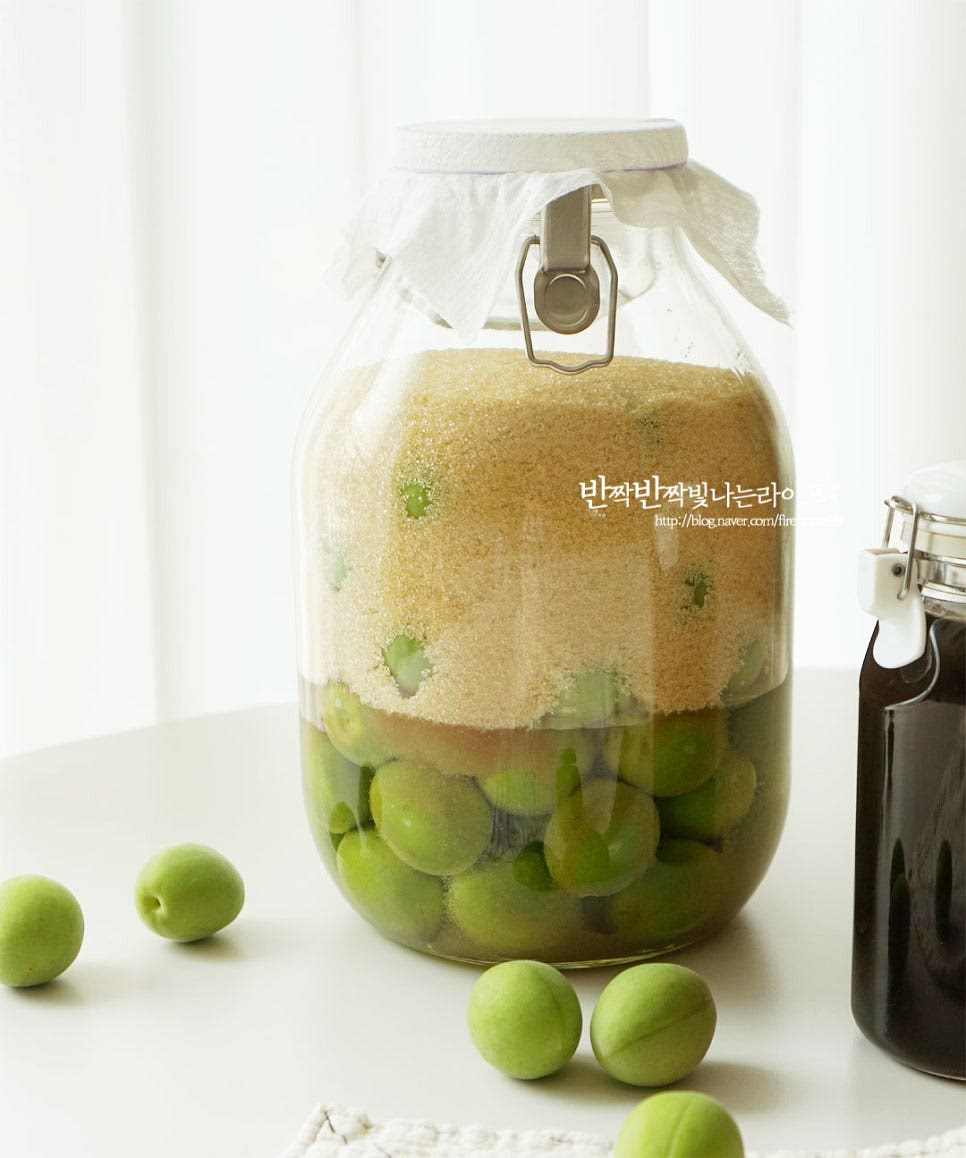 서늘하고 바람이 잘 통하는 곳에서 1년 숙성 후 걸러주면 됩니다. 최소 6개월 이상은 숙성을 해주셔야 하는데 1년은 숙성해 주셔야 깊은 맛이 더 좋습니다. 영상도 같이 담았어요. 매실청 담그는시기 6월에 만들어두면 1년이 지나서 먹으면 내내 든든하죠. 새콤달콤한 음료로 마시기도 좋고 다양한 요리에 활용할 수도 있고요. 곰팡이가 생기지 않도록 물기를 제거하고 소독한 유리병에 꼭지 제거한 매실을 넣고 설탕과 올리고당 비율에 맞게 용기의 70% 정도 채워 숙성 보관하여 드시면 됩니다. 맛있게 만들어드세요. 끄읕 !