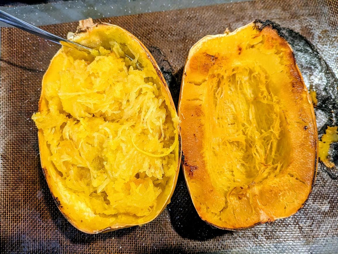 Roast the squash at 400F for about 1 hour, or until fork tender. Flip over, and let steam out for 5 minutes