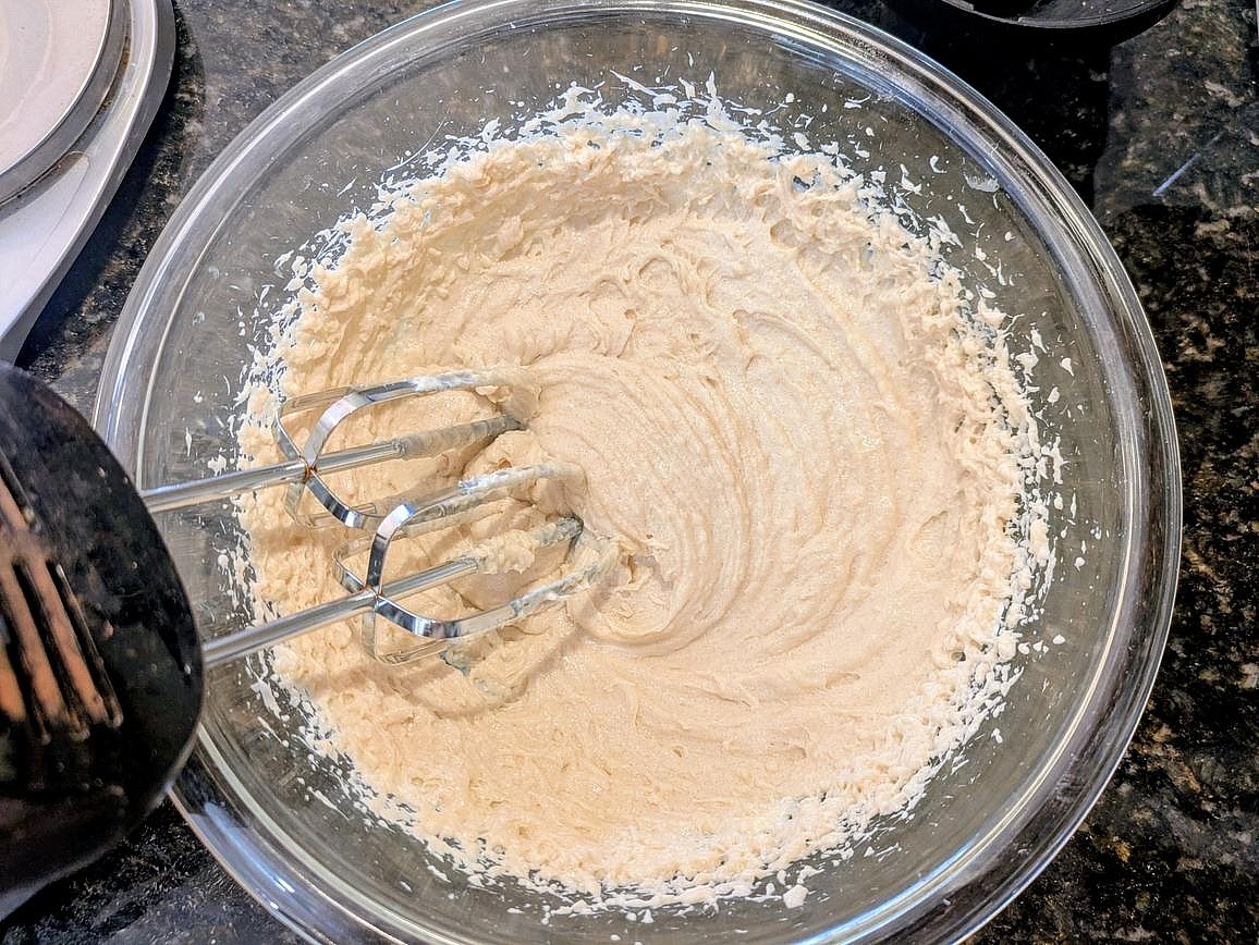 Add in the sweetener, vanilla, and salt. Beat for an additional 2 minutes, until fully combined and airy