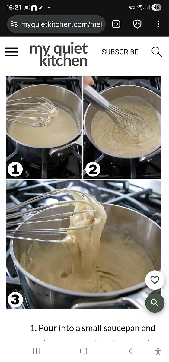 Pour the mixture into a small saucepan over medium heat. The mixture cooks quickly so don't walk away! Whisking frequently, bring to a low simmer. When the mixture is getting hot, continue whisking and reduce heat to low. Cook for about 3 minutes or until thickened (see photos above for reference). The thicker mozzarella will be gloopy and stretchy. The thinner version should look more like a bechamel sauce.