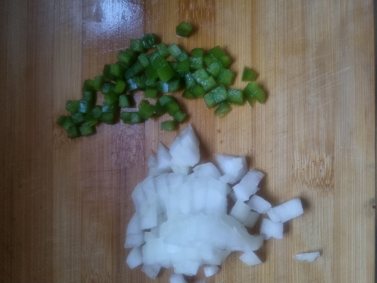 Cut some onion and green pepper