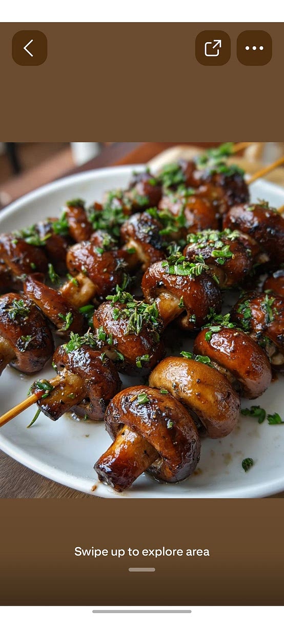 Mushroom skewer is ingreaients Produce • 1 lb Button mushrooms 2 cloves Garlic 1 tsp Rosemary, dried 1 tsp Thyme, dried Condiments 2 tbsp Balsamic vinegar 1 tbsp Dijon mustard 1 tbsp Honey or maple syrup 1/4 cup Soy sauce 2 tbsp Worcestershire sauce Baking & spices 1/2 tsp Paprika, smoked 1 Salt and freshly ground black pepper Oils & vinegars • 1/4 cup Olive oil Other Wooden or metal skewers