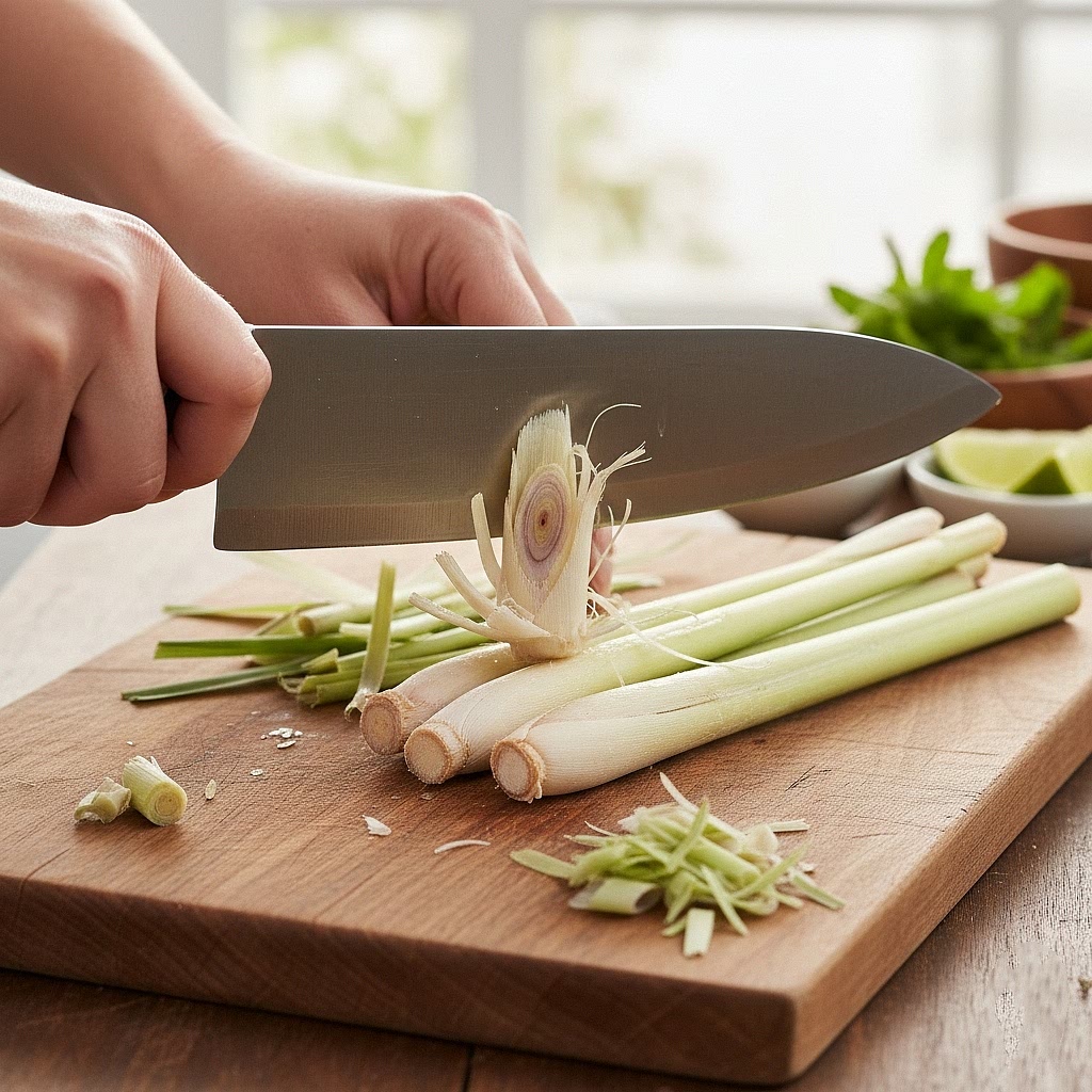 Prepare the Lemongrass: Cut off the leafy tops and the very bottom of the stalks. Peel away the tough outer layers. Use the back of a knife or a heavy object to bruise (smash) the white part of the stalks to release the essential oils.