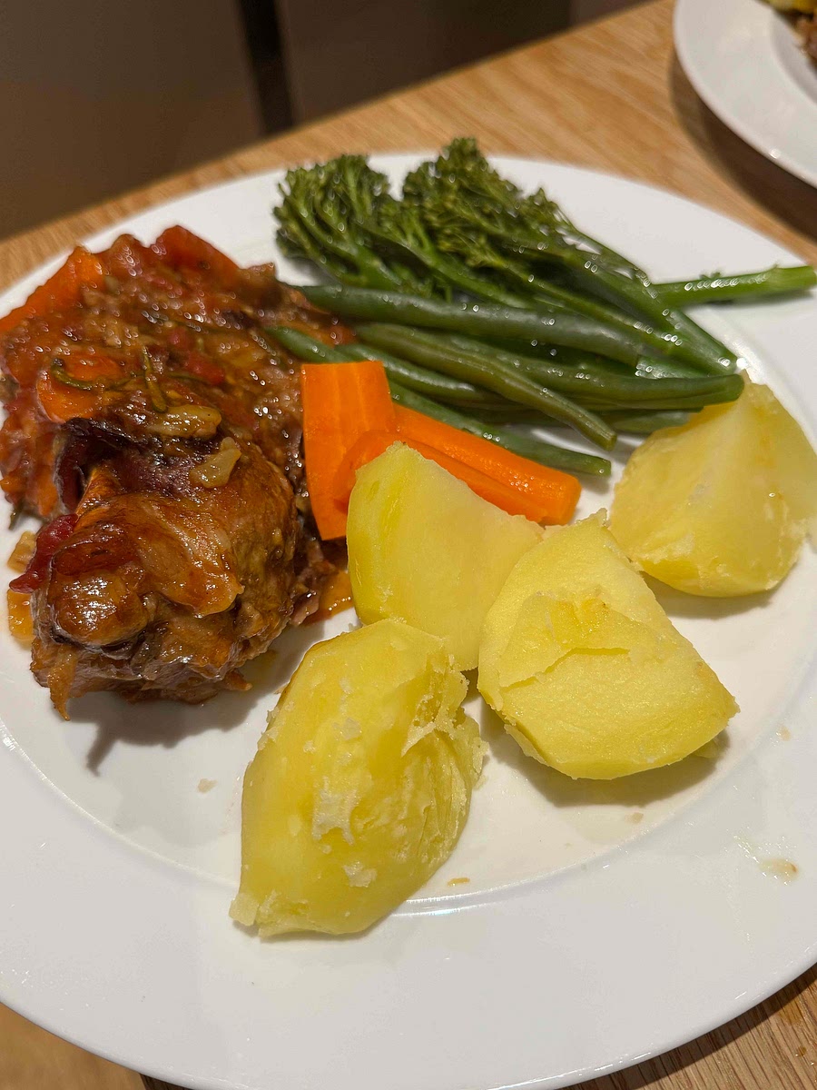 Serve with mash potato and fresh veg