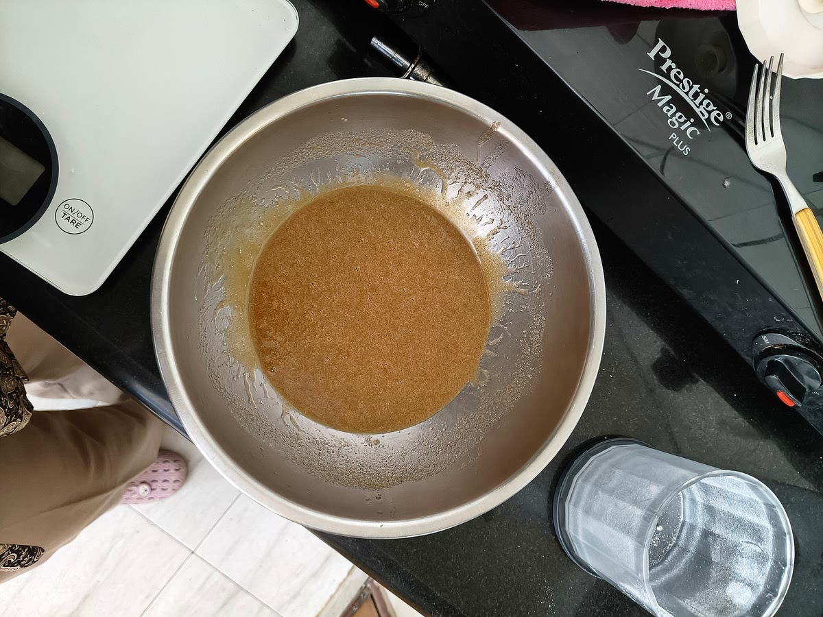 add brown sugar, powdered sugar to browned butter. whisk it well to cream the sugar