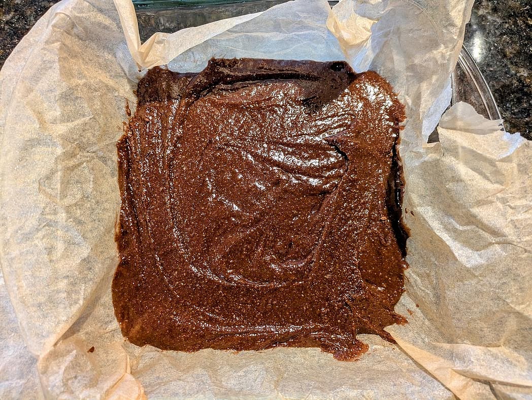 Transfer the batter to the pan, and smooth out the top