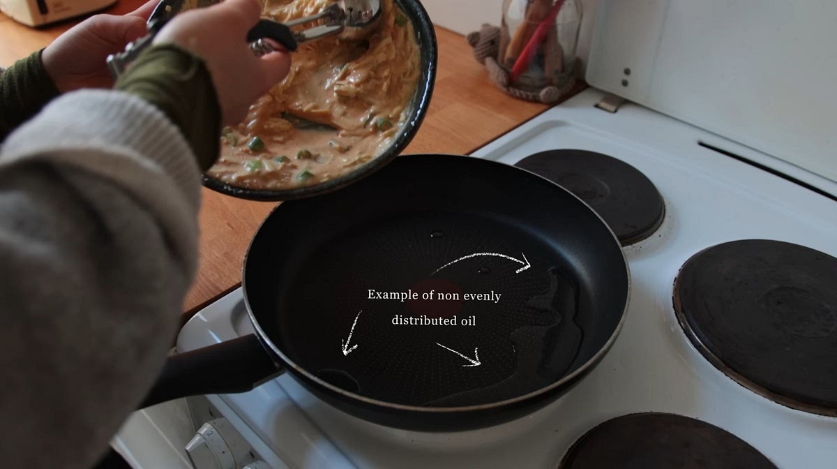 Distribute oil equally or they'll stick