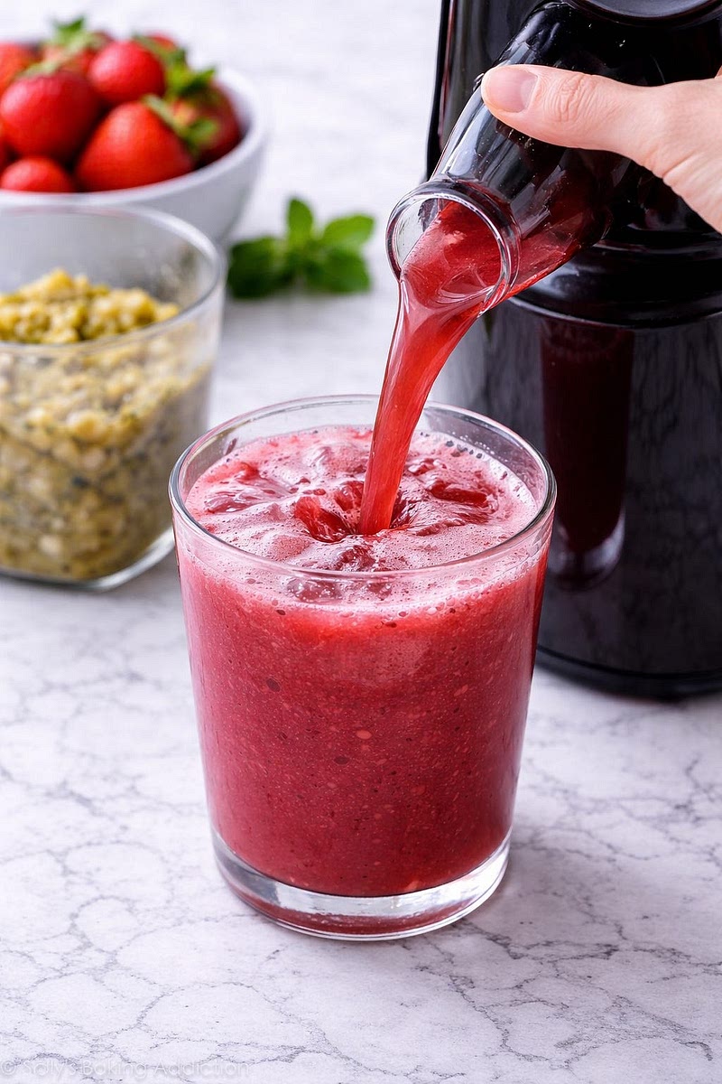 Pour the juice into a glass.