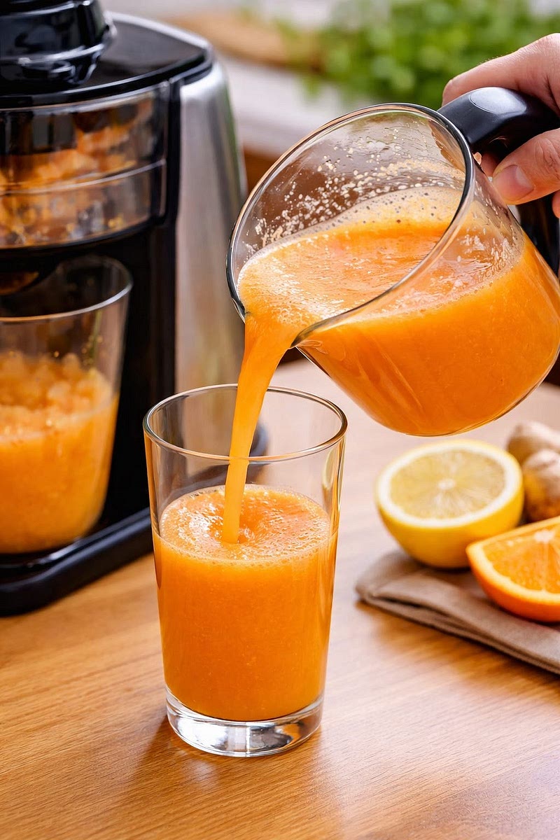 Pour the juice into a glass.