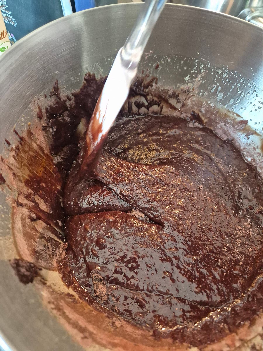 Fold in the dry ingredients until just combined.