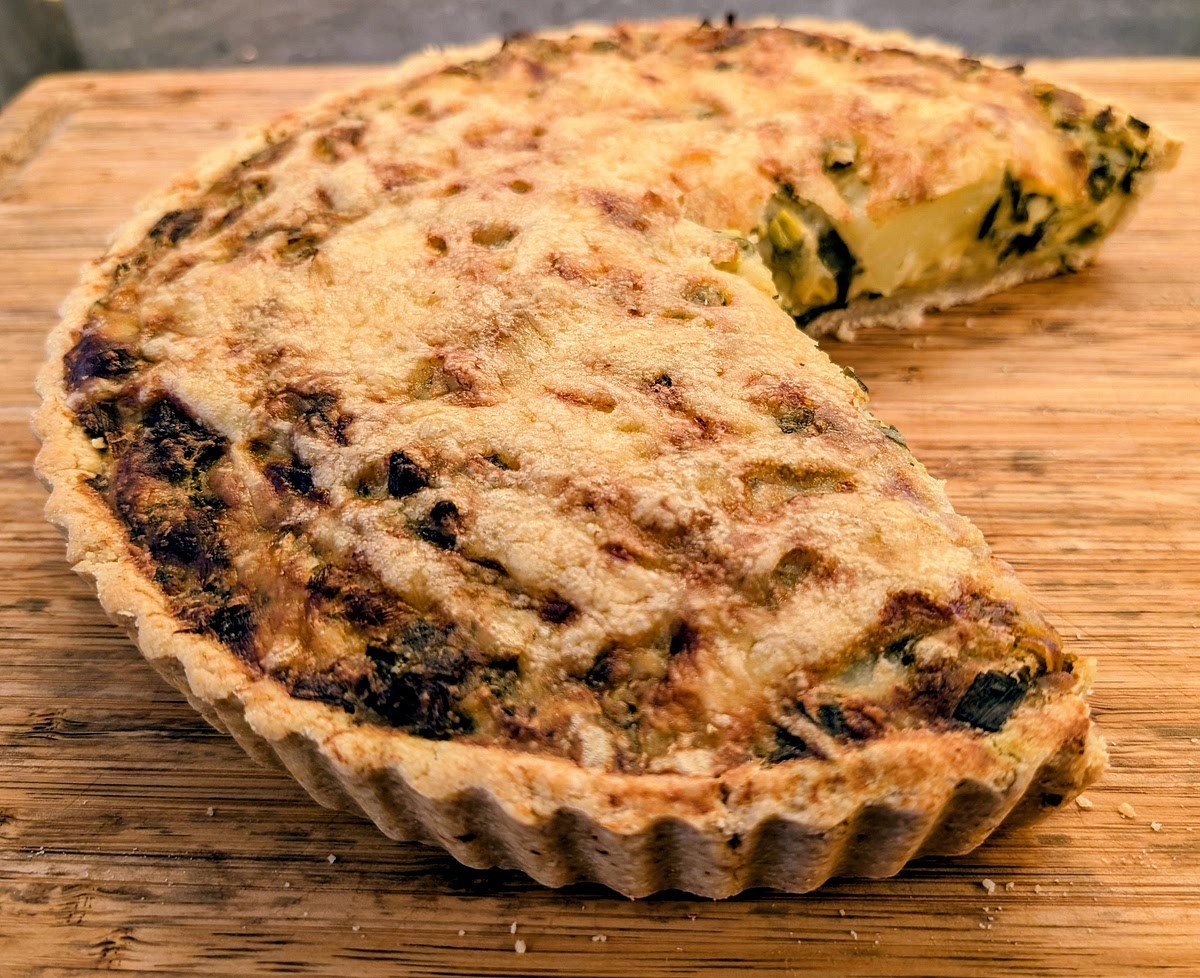 Remove the pie from the tin, slice it into portions and serve it warm. Enjoy!