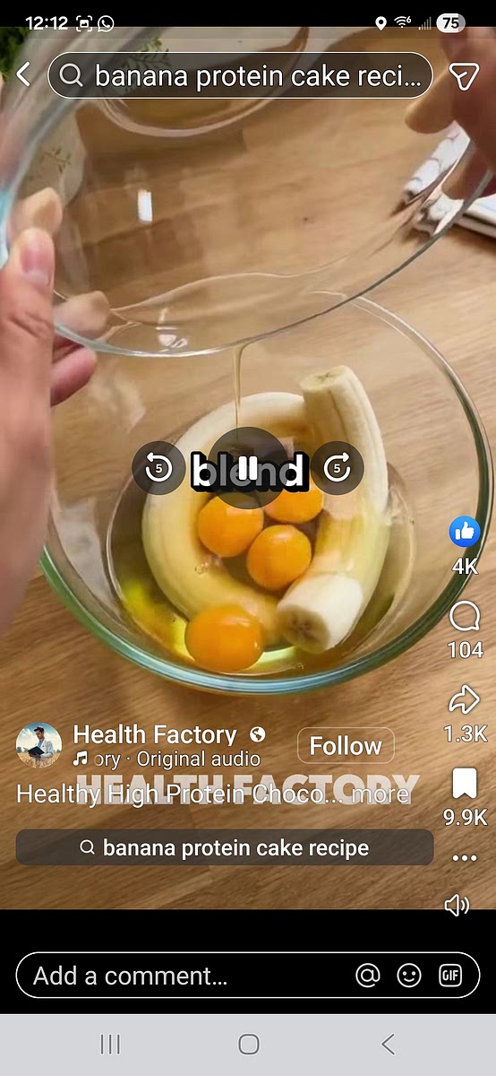 Place the bananas, eggs, Greek yogurt, and honey into a blender and blend until smooth.