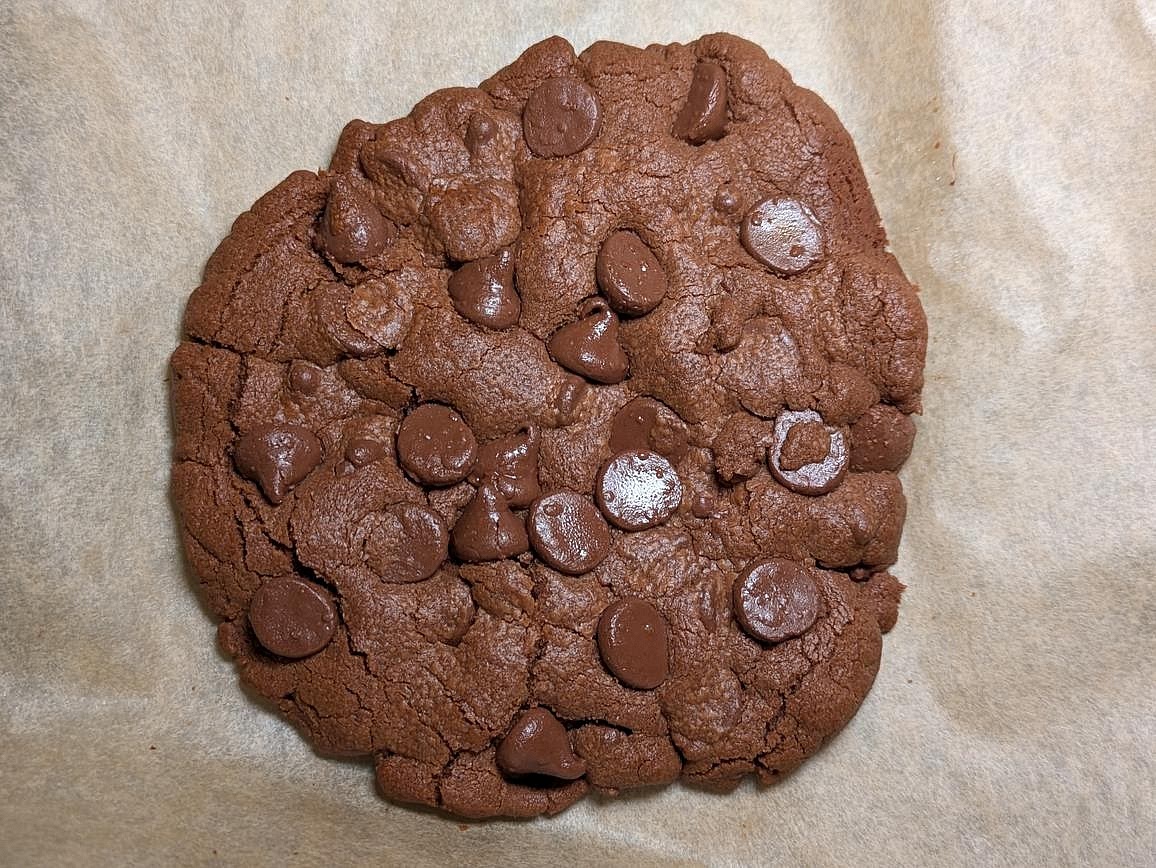Air fry at 300F for about 8 minutes, or until the cookie is set and the chocolate is melty