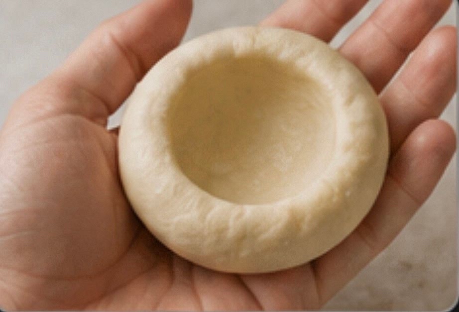 3. Forma bolitas medianas con la masa y haz un hueco en el centro.