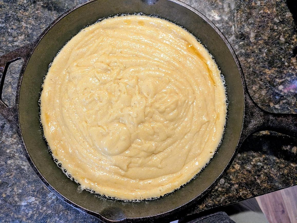 Pour the batter into the pan
