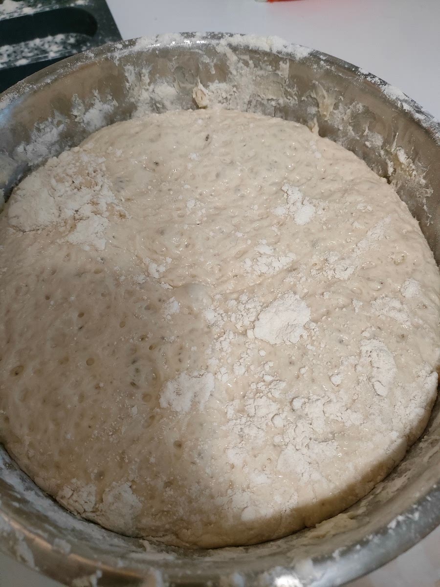 Two hours later, the bread should double in size and air bubbles should be visible