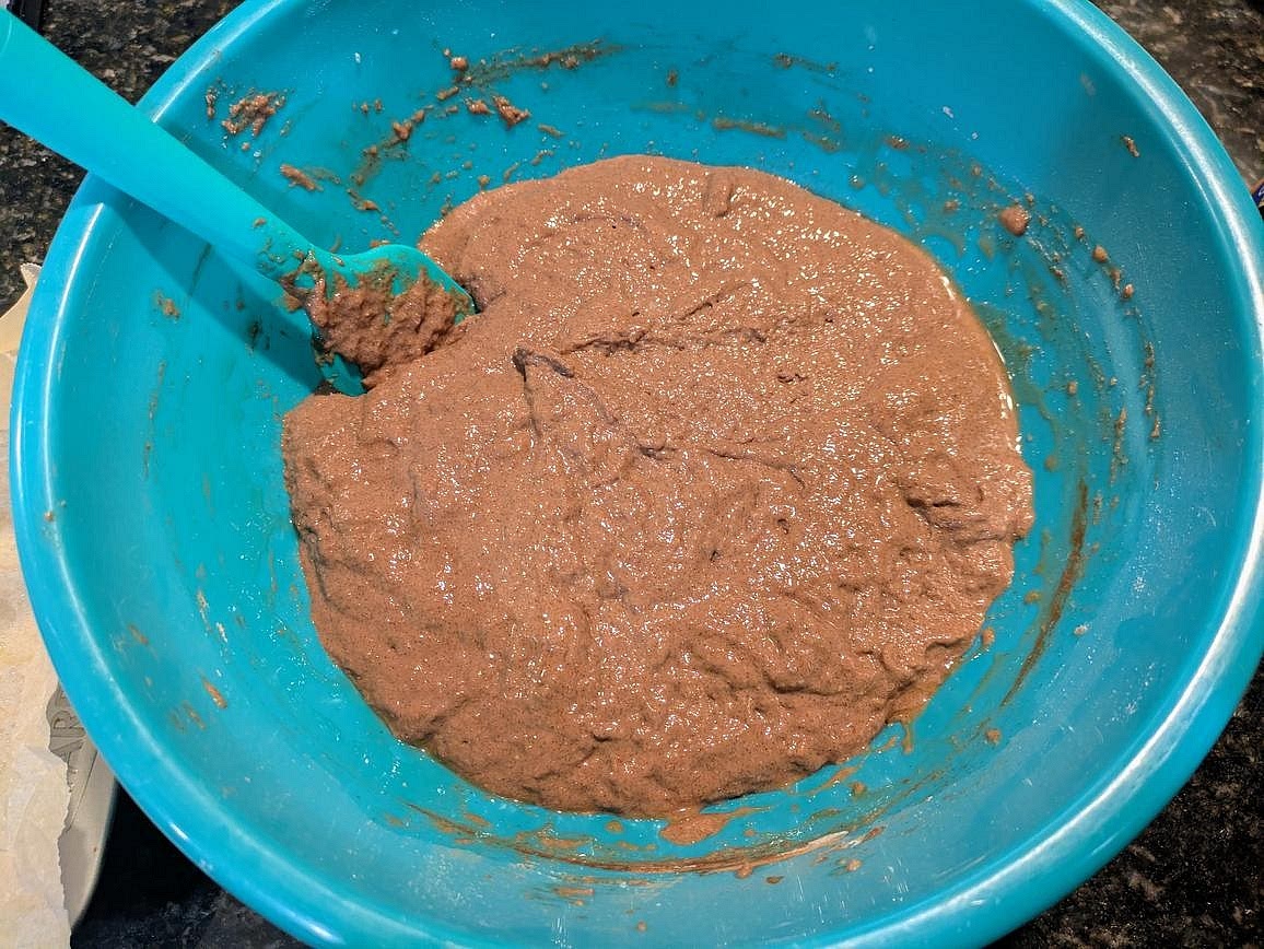 Let the batter rest in the bowl for about 10 minutes for the psyllium to thicken the batter