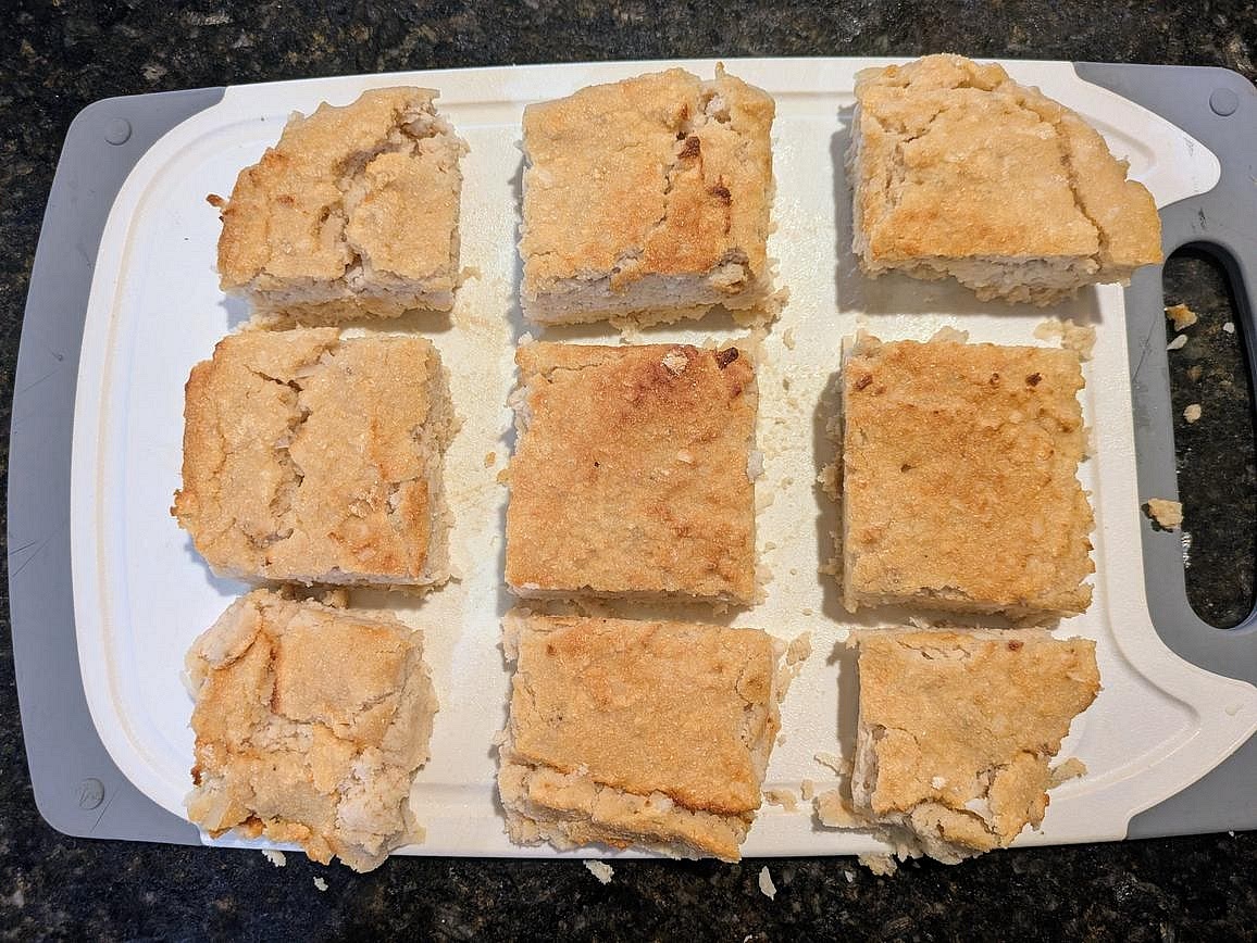 Remove from the air fryer, and allow them to cool totally before removing from the pan and cutting into 9 squares