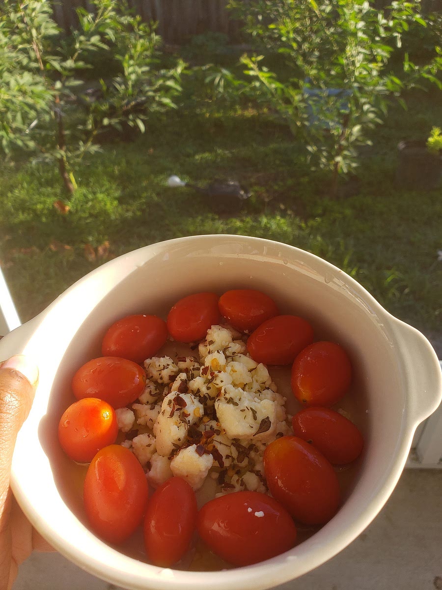 Add ingredients to an oven safe dish, then place in oven uncovered