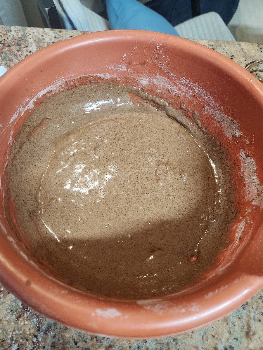 In a different bowl add the rest of the ingredients then add the melted chocolate