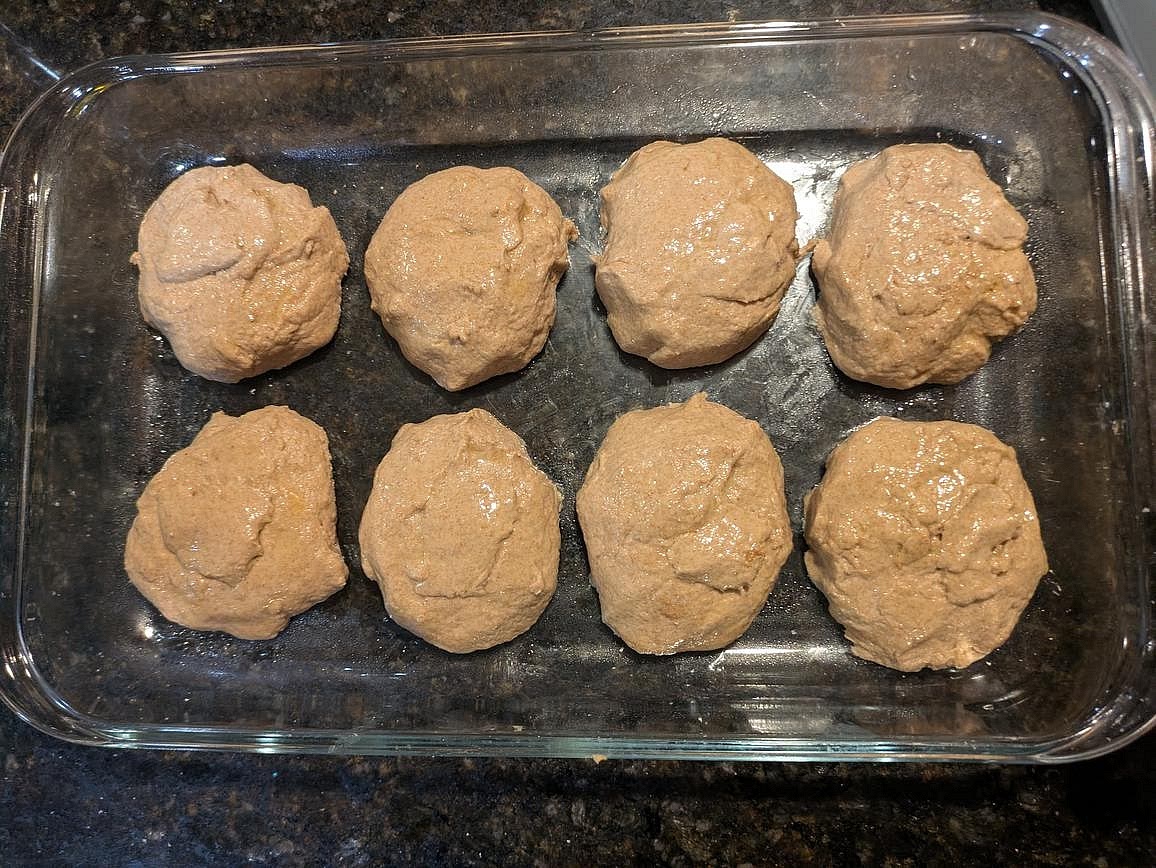 Lightly oil the bottom of a 9x13" casserole dish. Divide the dough into 8 personal pizza doughs, about 100 g each, and add to the pan. Spray the tops with oil. Cover with a lid, and refrigerate for at least 24 hours, and up to 1 week