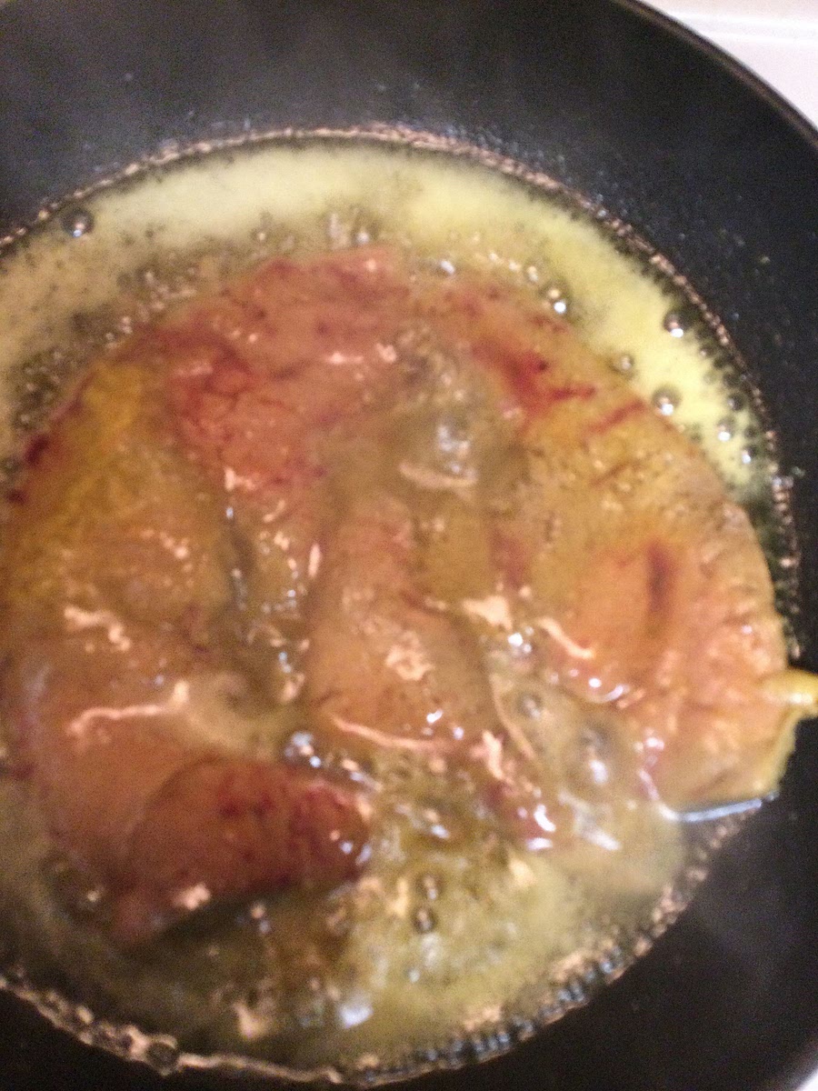 Cook the liver by frying it quickly in a pan with some fat, then adding the reduced marinade to create a delicious sauce.