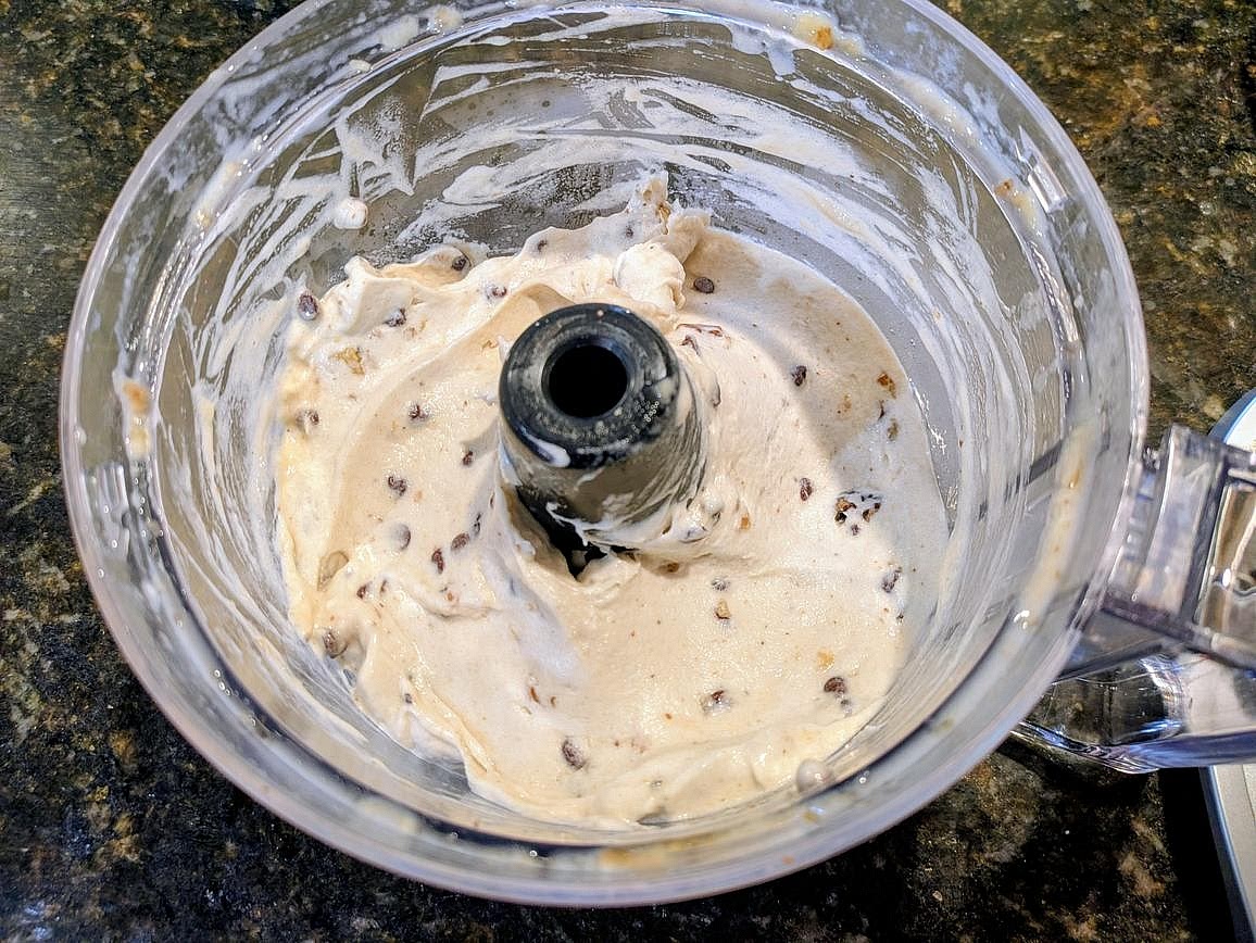 Add in the chocolate chips and walnuts. Pulse to roughly chop the walnuts.