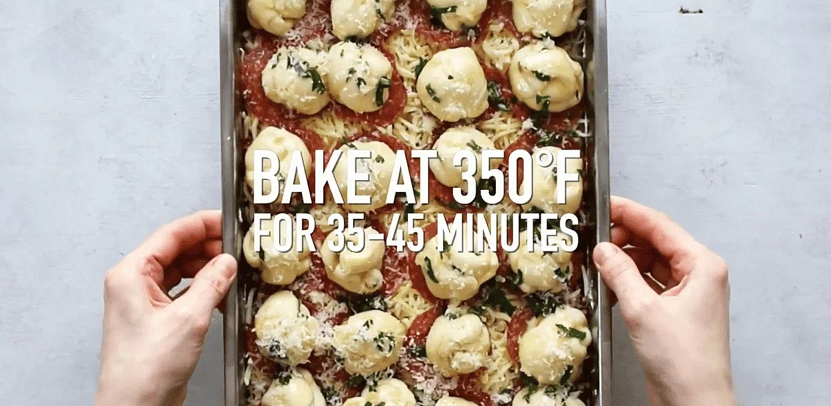 Bake at 350°F, 35-45 minutes, or until the pizza dough is golden brown, cooked through and the pizza dip is bubbly.