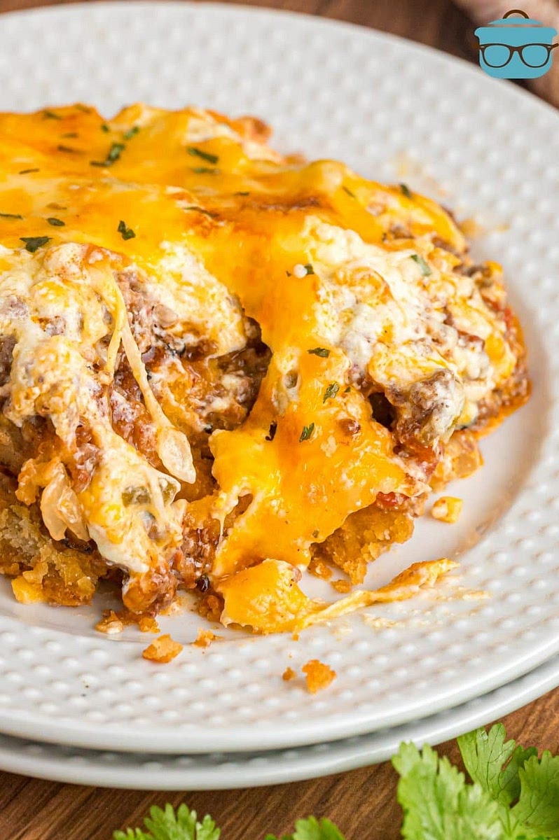 Bake the casserole for 30 minutes, or until the top is melted and bubbly. Remove from the oven and let it cool for 5 minutes. Garnish with 1 teaspoon dried parsley flakes before serving. Enjoy!