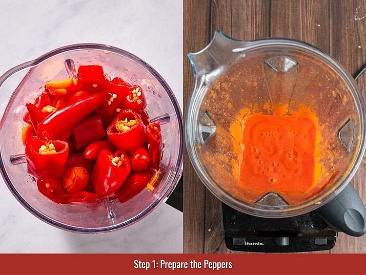 Wear food-safe gloves when handling the habanero peppers. Remove the stems, place the peppers in a blender, and blend until they form a smooth mash with no visible chunks.