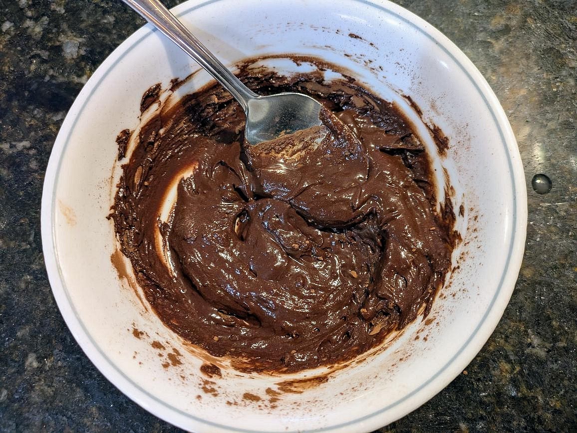 In a small bowl, mix together cocoa powder and sugar free syrup with a silicone spatula, and set aside.