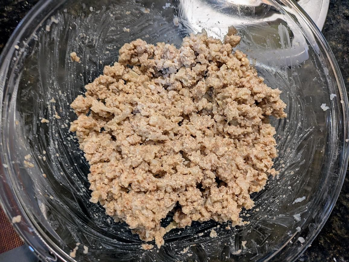 Add in the flax egg, and combine to form a dough.