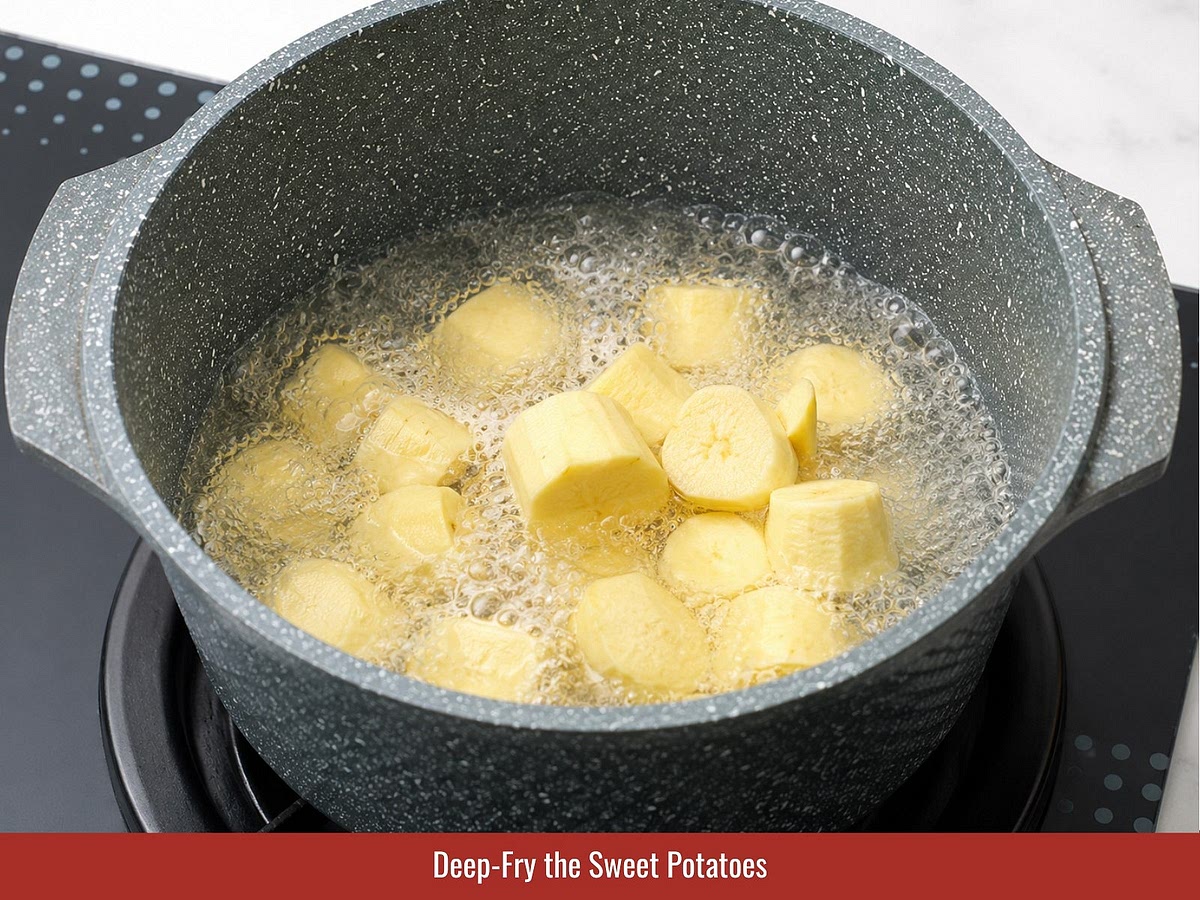 Add fried sweet potatoes to the curry and simmer until tender while keeping their structure.