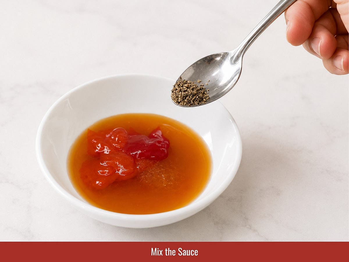 Combine sugar, fish sauce, chili sauce, tomato paste, MSG, black pepper, and water. Stir until evenly mixed.