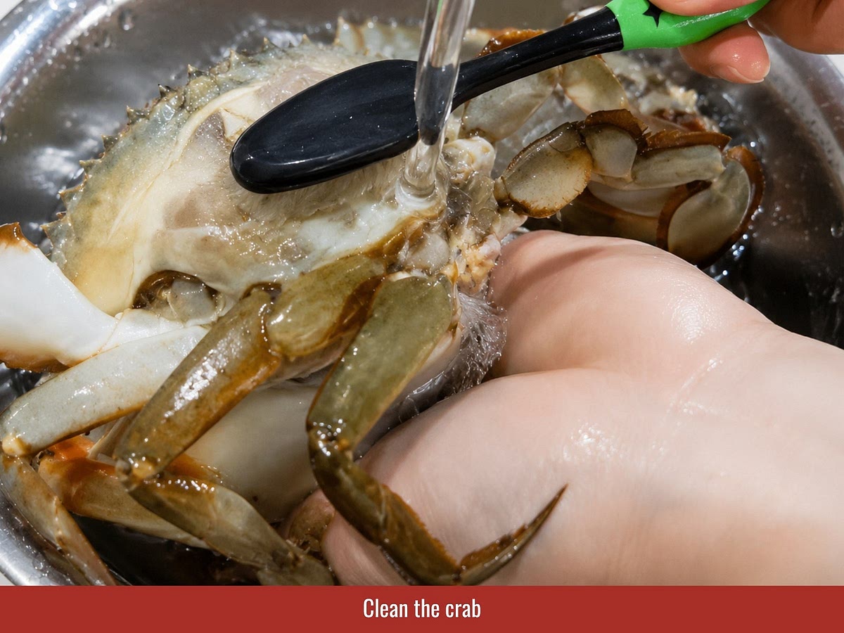 Scrub the crabs thoroughly under cold water to remove dirt and grit. Parboil pork ribs and pork skin with ginger, shallots, and salt, then rinse and clean the pot before making the main broth.