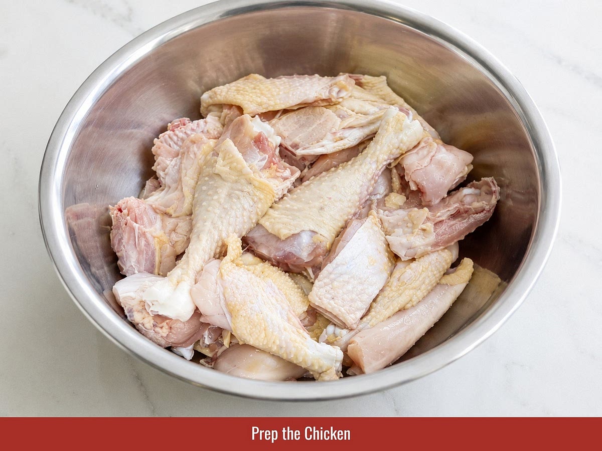 Pat chicken dry with paper towels and trim excess fat if needed. Place chicken in a bowl before adding the marinade.