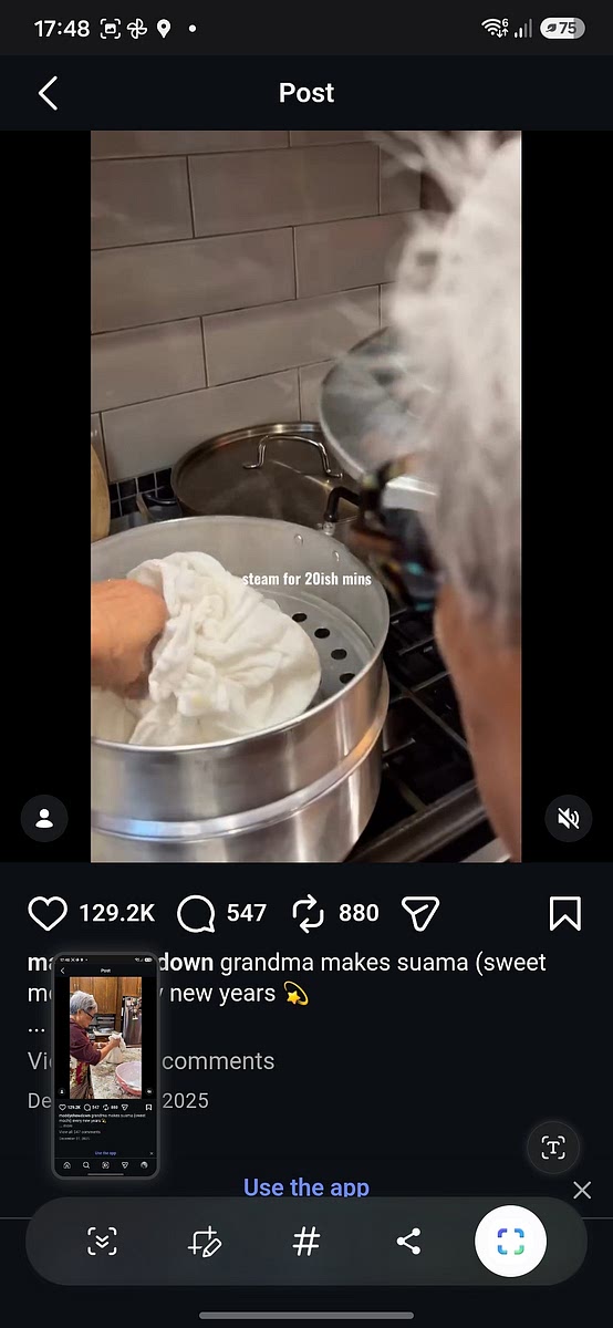 mix mochiko and water, tightly wrap in a cloth and then steam for 20 min