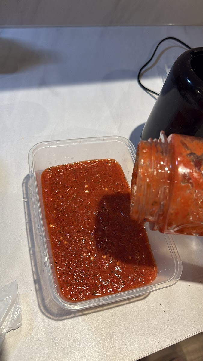 Transfer to a container and pop it in the fridge while you prepare everything else.