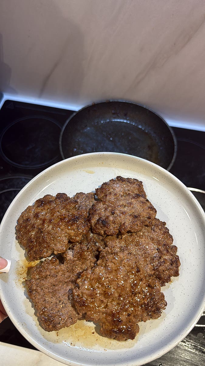 Heat a frying pan over medium-high heat and cook the patties on both sides until browned, caramelised and completely cooked through. Remove them from the pan temporarily.