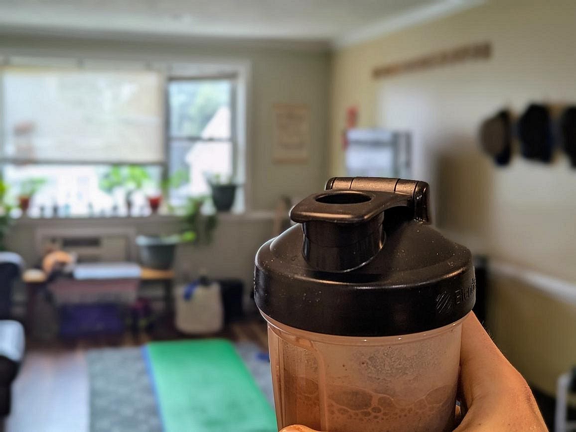 To make a protein shake, combine your dry mix with 1 cup (240 g) water.