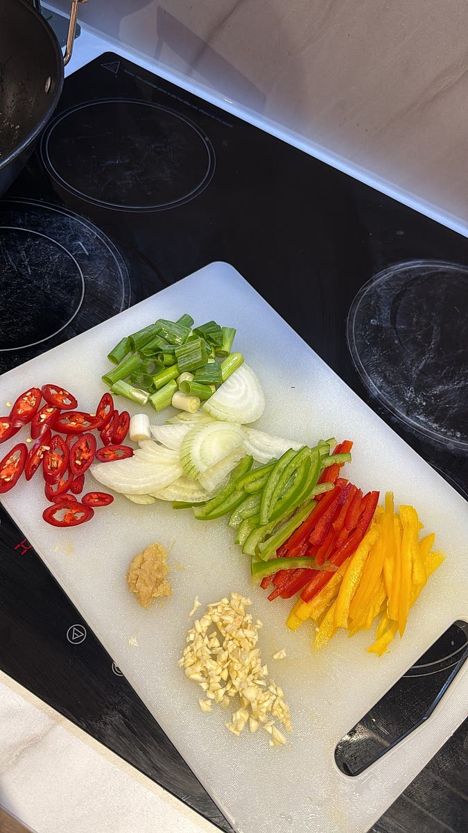 prepare all the vegetables for the stirfry