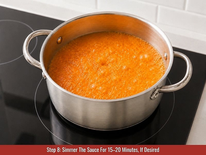 Simmer the sauce (optional): Simmer the blended sauce gently for 15–20 minutes if a smoother, more integrated flavor is preferred.