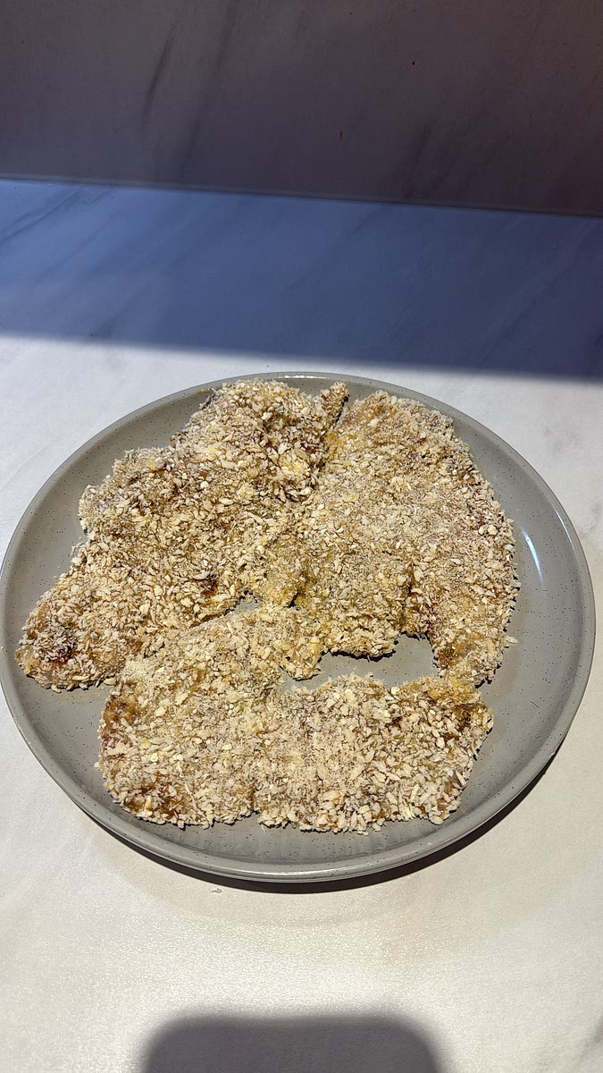 Leave the breaded chicken to rest for around 10 minutes while you begin the sauce.