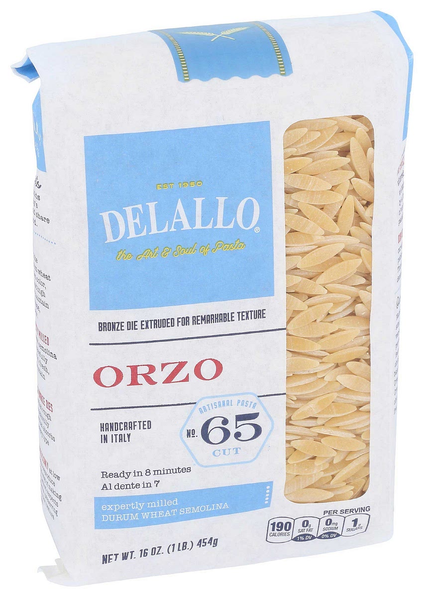 For the pasta, bring a heavily salted pot of water to a boil and cook 16oz (464g) bag of orzo until soft. I use Delallo brand. Feel free to use other fun shaped pasta or brown rice pasta (a 12oz (340g) box is probably enough). When pasta is done, DO NOT DRAIN! Reserve 1/4 cup salted pasta water before draining and keep that now empty pot for mixing!