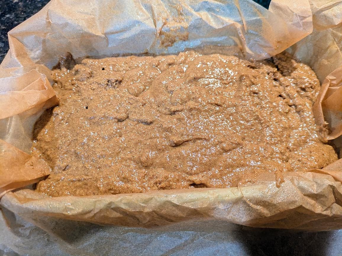 Transfer the raw batter to the prepared pan.