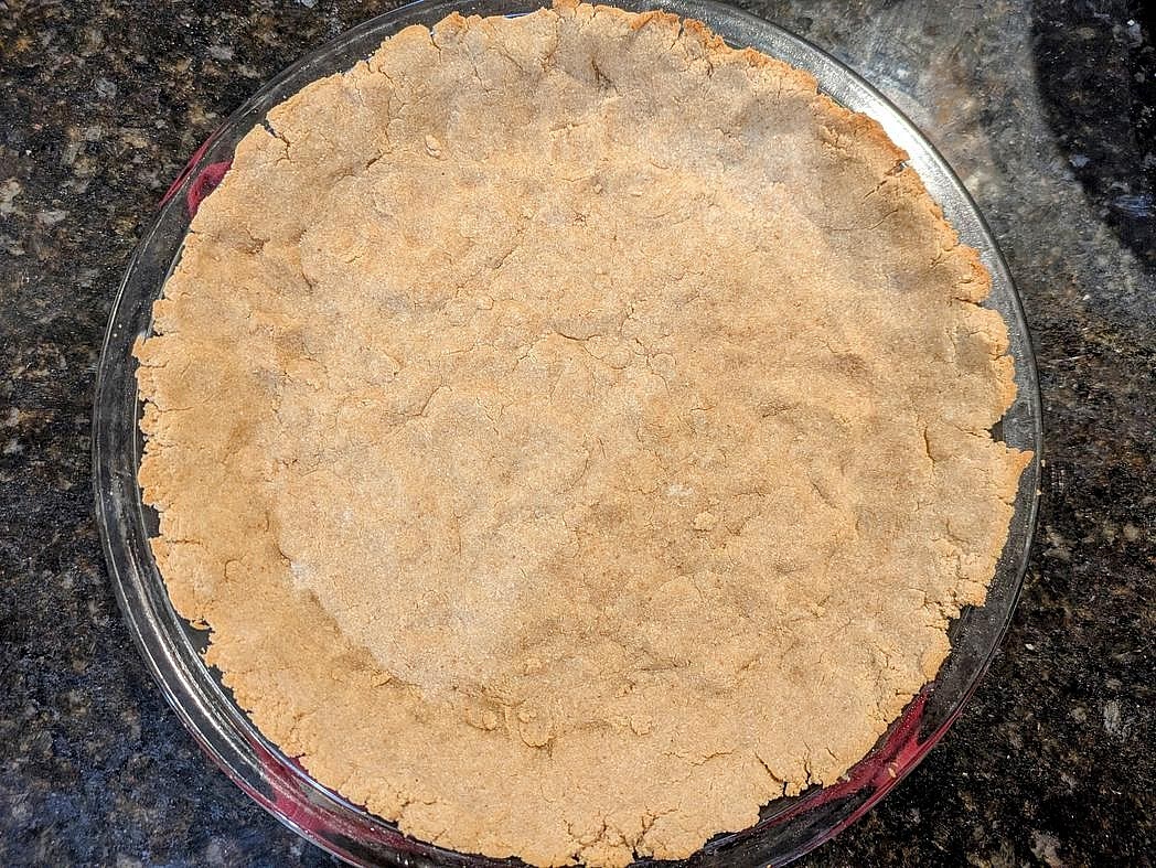 Parbake the crust at 350F for about 15 minutes, or until lightly browned.