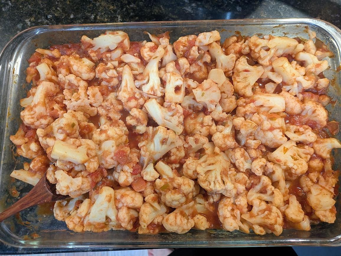 Cover with foil and bake for about 60 minutes, or until warmed and bubbly.