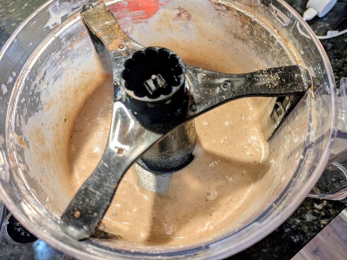 Add all ingredients (besides the protein powder) to a food processor, and blend until smooth.