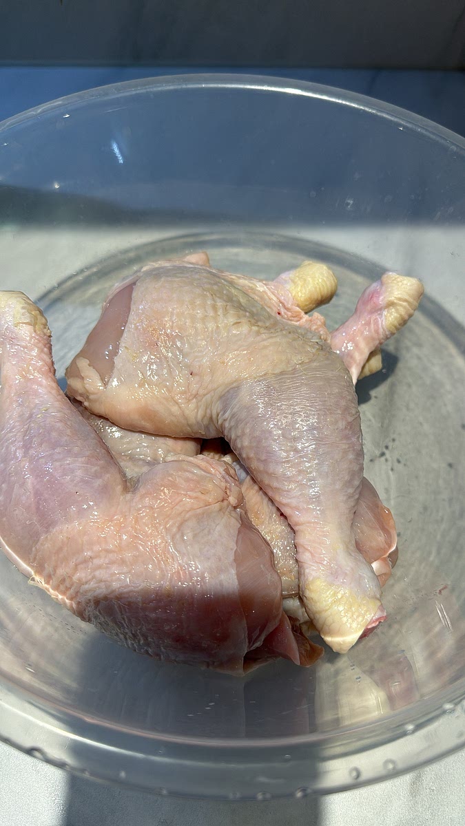 Wash and Pat the chicken legs dry with kitchen roll