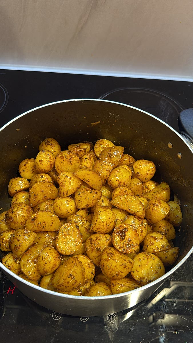 Spread evenly across a baking tray and roast at 200°C fan for 30–40 minutes, turning halfway, until golden and crispy.